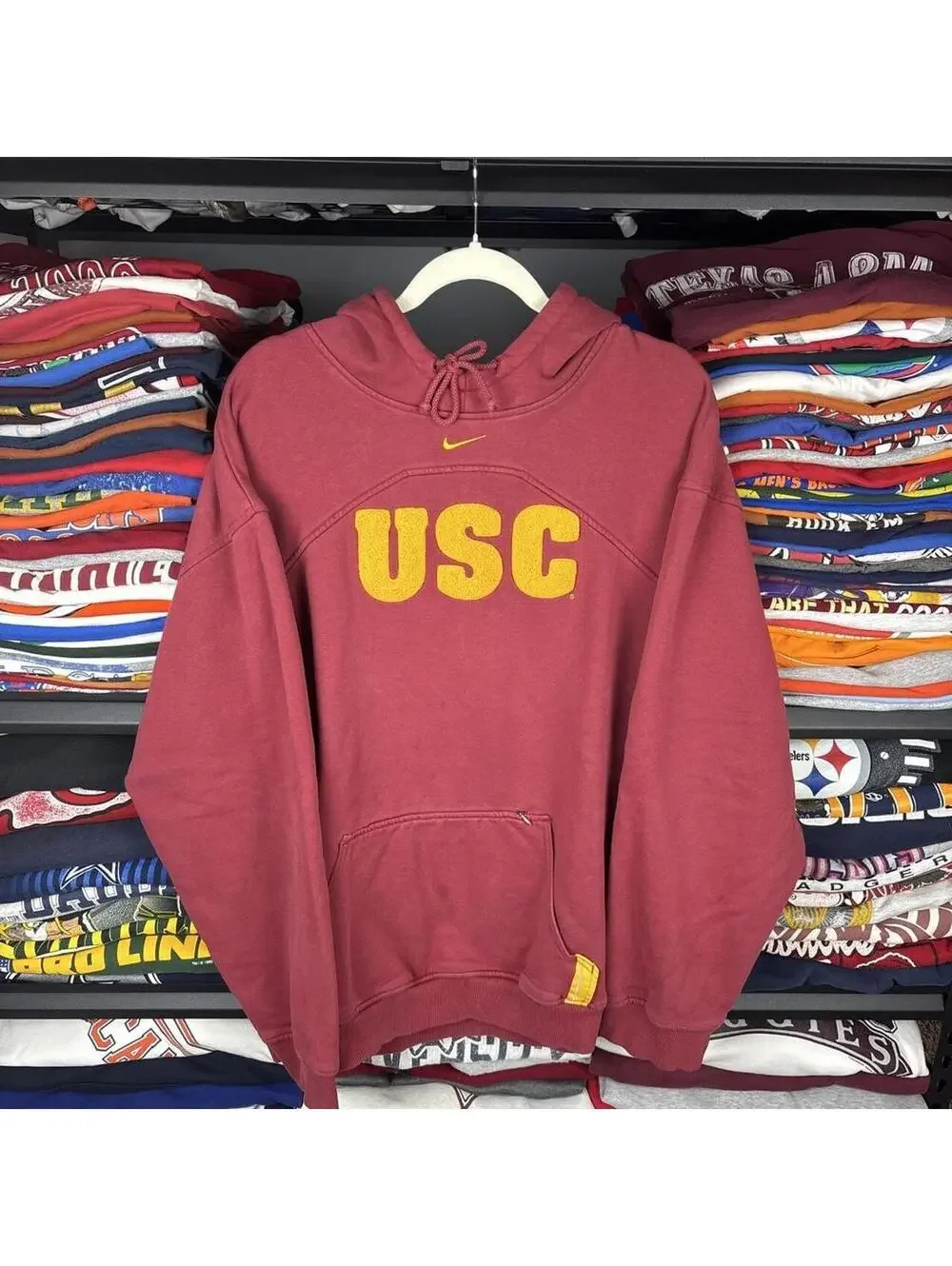 Vintage Y2K USC Trojans Nike Team Pullover Hoodie Maroon Red XL